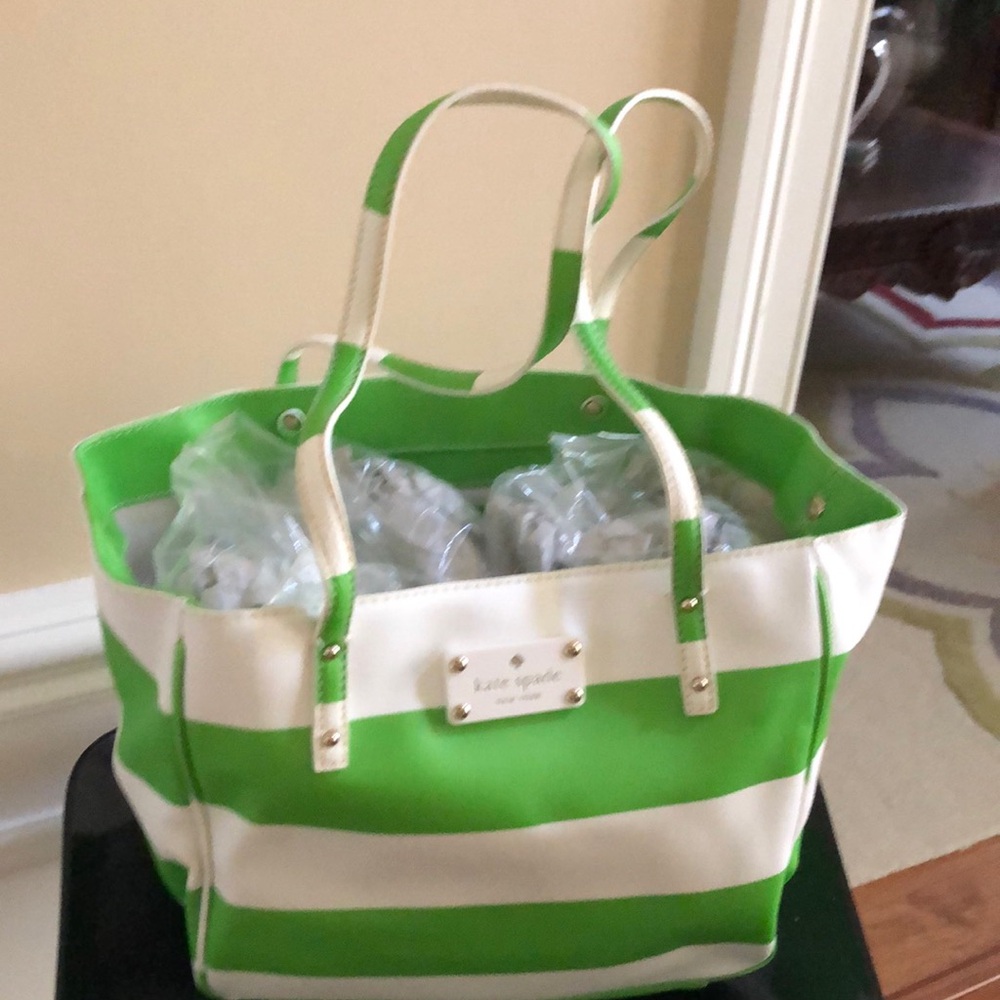 Kate Spade Green and White Vibrant Tote